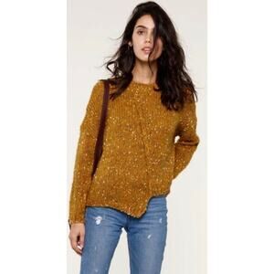 Heartloom Revolve Julia Asymmetrical Cozy Knit Sweater Mustard Textured Size XS